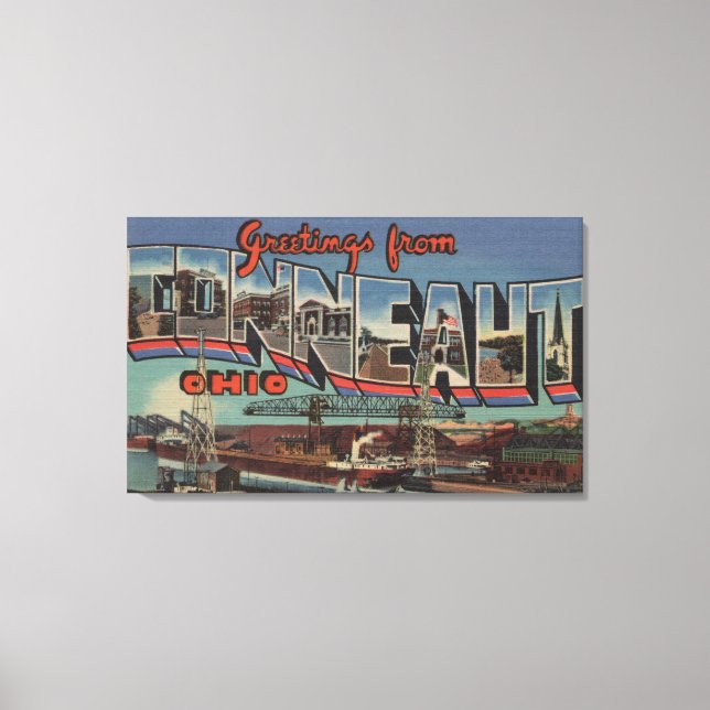 Conneaut, Ohio - Große Buchstabenszenen Leinwanddruck (Vorderseite)