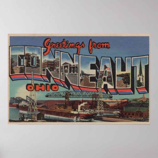 Conneaut, Ohio - Große Buchstabenszenen Poster (Vorne)