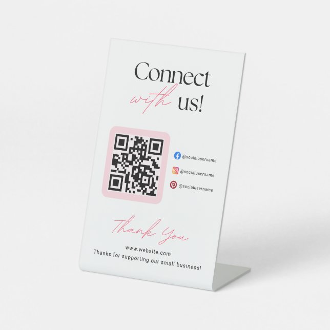 Connect With Us Social Media QR Code Business  Sockelschild (Vorderseite)