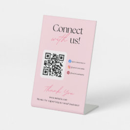 Connect With Us Social Media QR Code Business Sockelschild