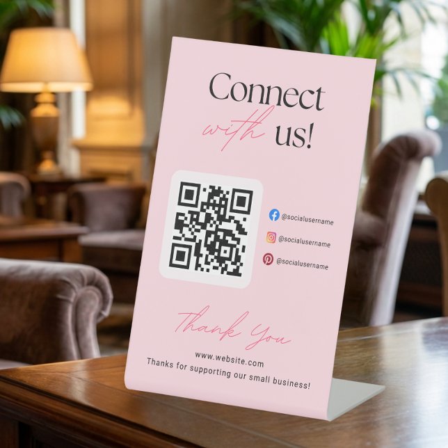 Connect With Us Social Media QR Code Business  Sockelschild (Von Creator hochgeladen)