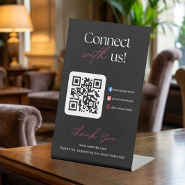 Connect With Us Social Media QR Code Business  Sockelschild