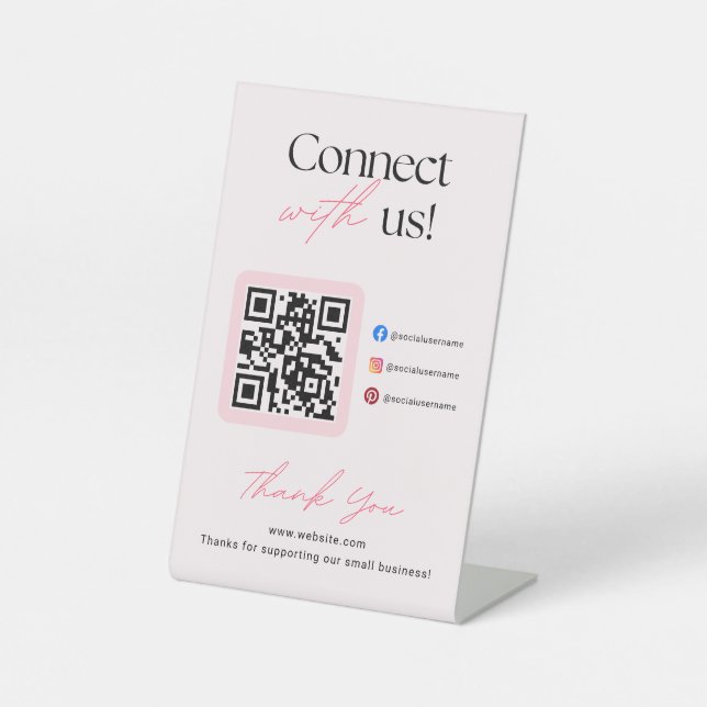 Connect With Us Social Media QR Code Business  Sockelschild (Vorderseite)