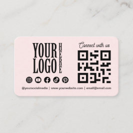 Connect with us Social Media QR Code Pink Business Visitenkarte