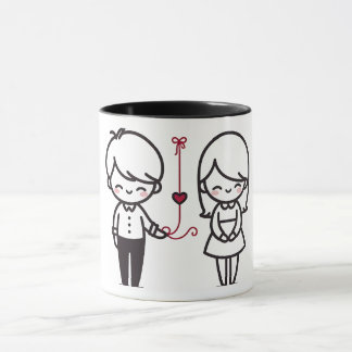Connected by Love” Cute Couple Mug