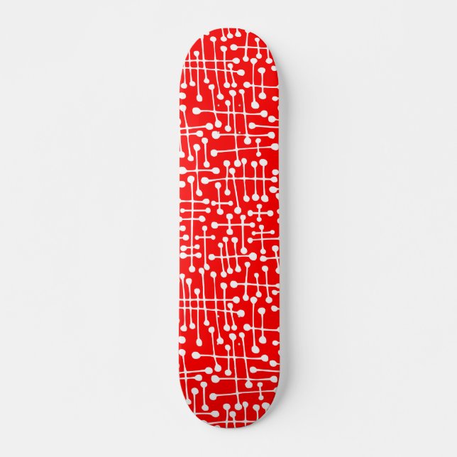 Connected Spots - White on Red Skateboard (Vorne)