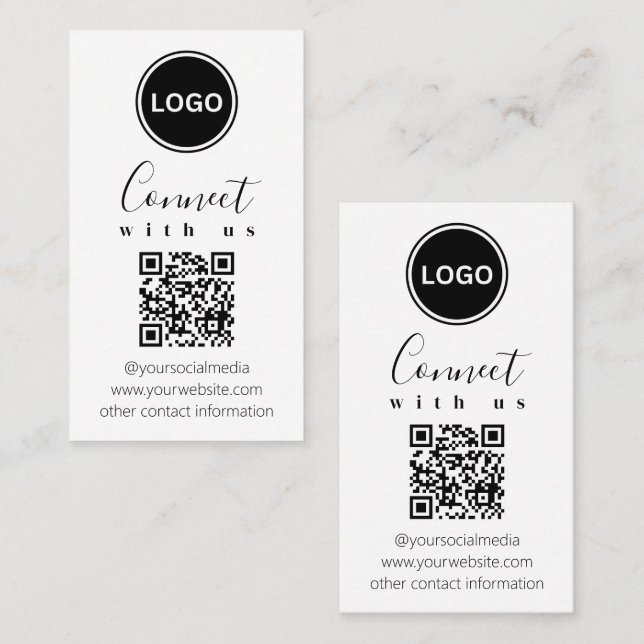 Connectez-vous avec nous | Code QR Carte de visite (Devant / Derrière)
