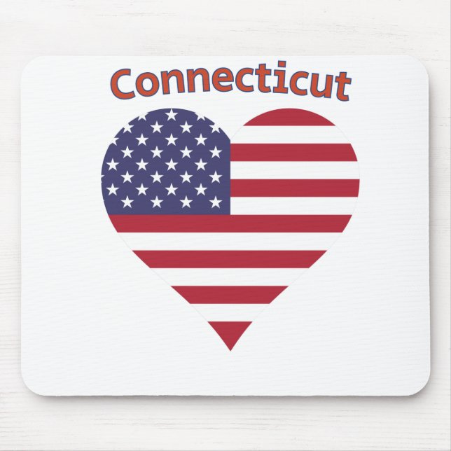 Connecticut American Flag Herz Mousepad (Vorne)