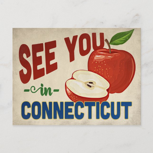 Connecticut Apple - Vintage Travel Postkarte (Vorderseite)
