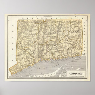 Connecticut-Atlas-Karte Poster