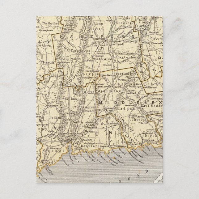 Connecticut Atlas Map Postkarte (Vorderseite)