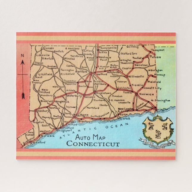 Connecticut Auto Karte (Horizontal)