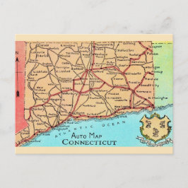 Connecticut Auto Karte Postkarte