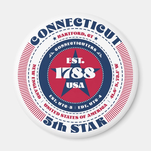 Connecticut Circle Typographie Souvenir Magnet (Devant)