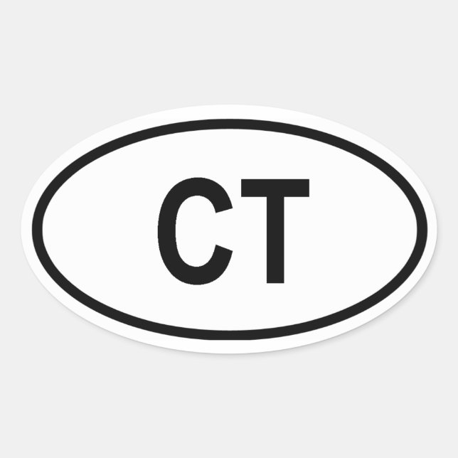 Connecticut "CT" Ovaler Aufkleber (Vorderseite)