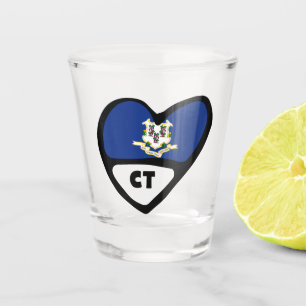 Connecticut, CT-Staatsflagge in Herz-Shot-Glas Schnapsglas