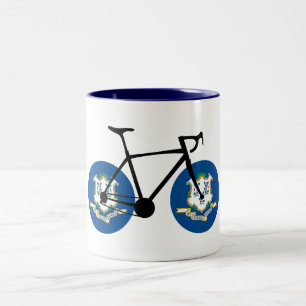 Connecticut-Flagge Radfahren Zweifarbige Tasse