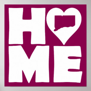 Connecticut Home Heart State Poster Schild