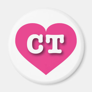 Connecticut Hot Pink Heart - I Liebe CT Magnet