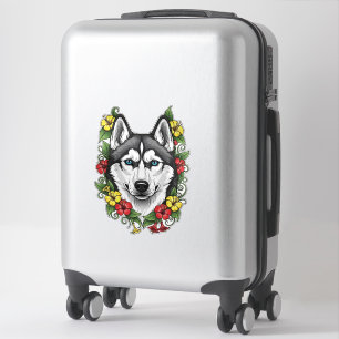 Connecticut-Hund und farbenfrohe Mirablis-Blüte Aufkleber