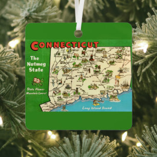 Connecticut-Karte Ornament Aus Metall