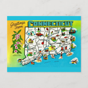 Connecticut-Karte Postkarte
