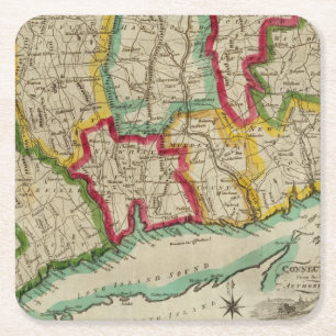 Connecticut-Karte Rechteckiger Pappuntersetzer