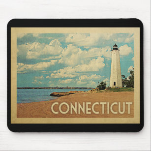 Connecticut Lighthouse Mouse Pad Vintage Travel Mousepad