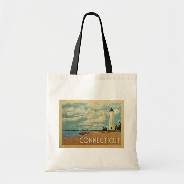 Connecticut Lighthouse Vintage Travel Tragetasche (Vorne)