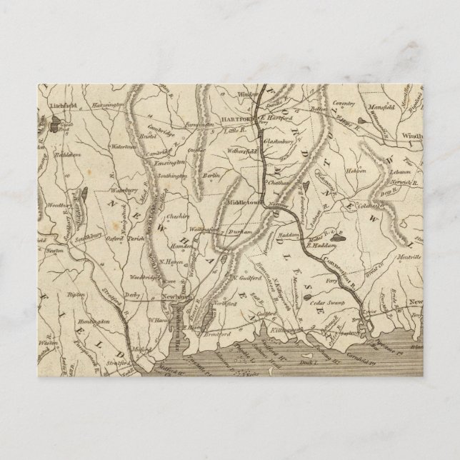 Connecticut Map von Arrowsmith Postkarte (Vorderseite)