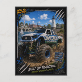 Connecticut Monster Truck Gelände Kunst Postkarte