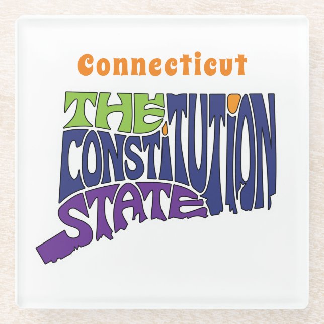 Connecticut Nickname Word Art Glasuntersetzer (Vorderseite)