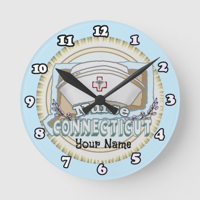 Connecticut Nurse Runde Wanduhr (Vorderseite)