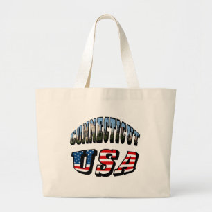 Connecticut Picture and USA Flag Text Jumbo Stoffbeutel
