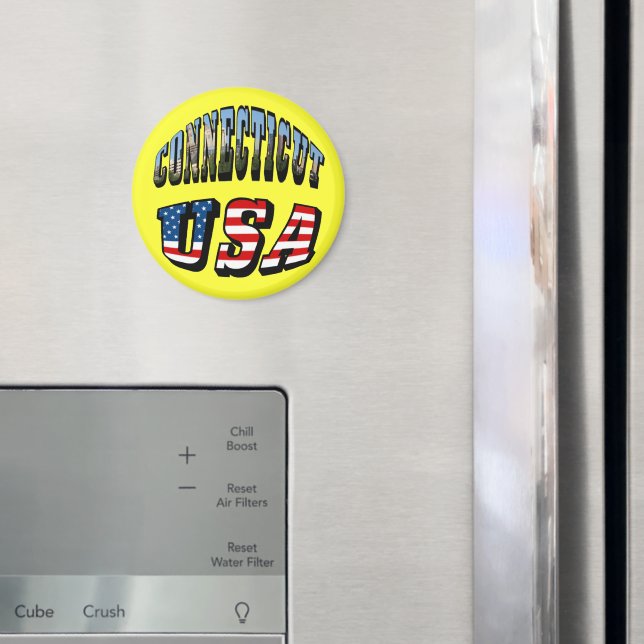 Connecticut Picture and USA Flag Text Magnet (In Situ (Kühlschrank))