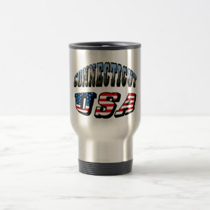 Connecticut Picture and USA Flag Text Reisebecher