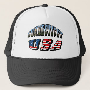 Connecticut Picture and USA Flag Text Truckerkappe
