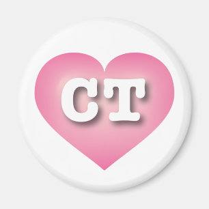 Connecticut Pink Fade Heart - I Liebe CT Magnet