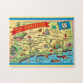 Connecticut Postcard Map 11x14