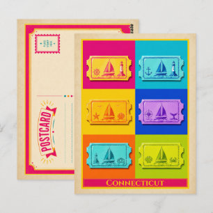 Connecticut Postkarte Mystic Ticket Vintage Pop Ar
