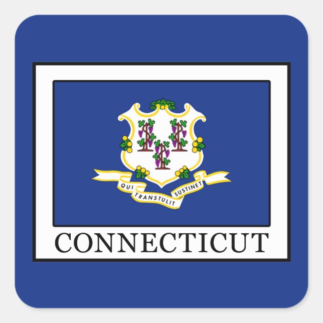 Connecticut Quadratischer Aufkleber (Vorderseite)
