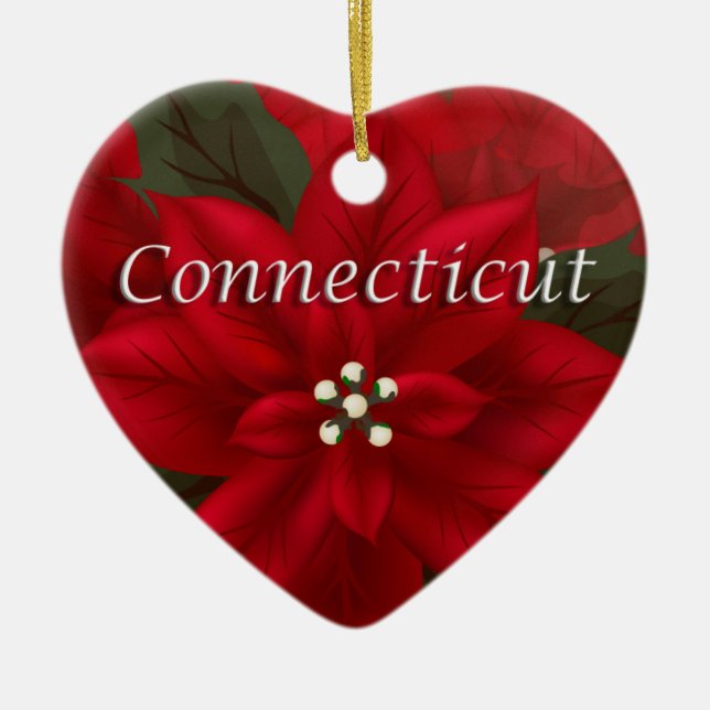 Connecticut Red Poinsettia Heart Ornament (Vorne)