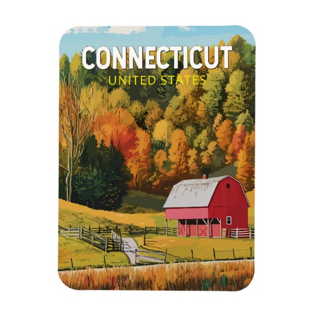 Connecticut Reise Kunst Vintage Magnet (Vertikal)