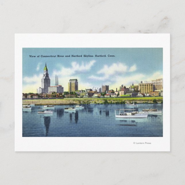 Connecticut River View der Hartfort Skyline Postkarte (Vorderseite)