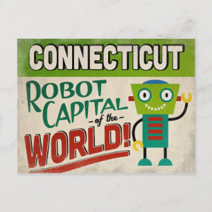 Connecticut Robot - Funny Vintag Postkarte