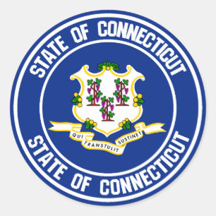 Connecticut Round-Emblem Runder Aufkleber