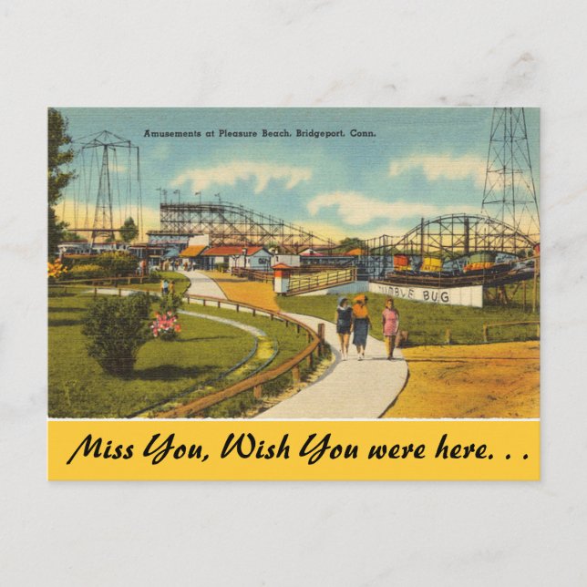 Connecticut, schöner Strand, Bridgeport Postkarte (Vorderseite)