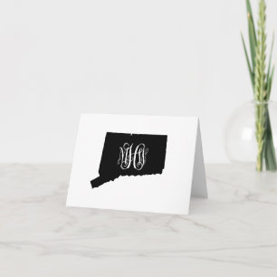 Connecticut Schwarz-weiß Vine Monogram DIY BG Dankeskarte