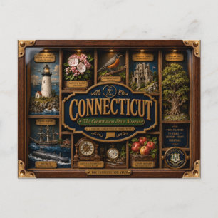 Connecticut Shadow Box 3D Figurine Staat Postkarte