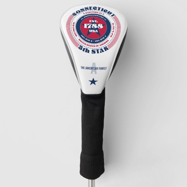 Connecticut Staat Circle Custom Golf Head Cover Golf Headcover (Vorderseite)